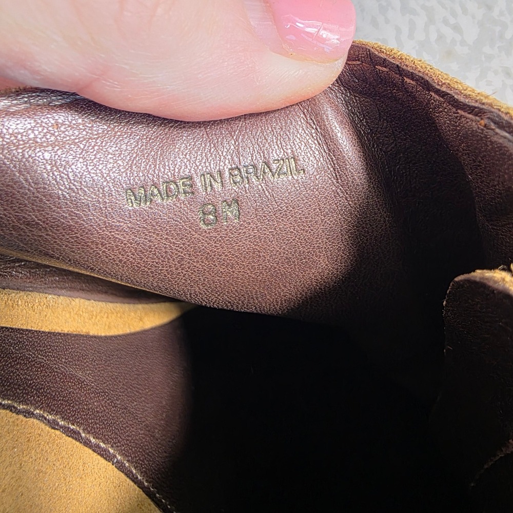 VTG Diane von Furstenberg Wedge Mules Tan Suede Studded Wood Clogs Women 8M - Picture 7 of 7
